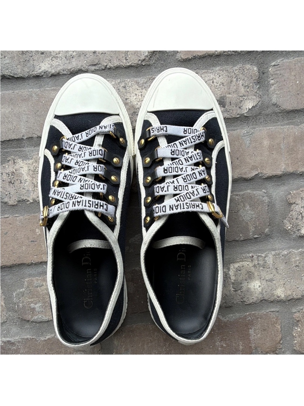 Christian Dior Paris J’ADIOR Black & White Canvas Low-Top Sneakers